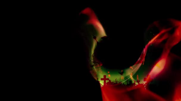 闹鬼的南瓜和蝙蝠万圣节背景 — 图库视频影像