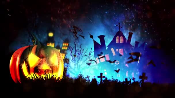 Zucca Infestata Pipistrelli Halloween Sfondo — Video Stock