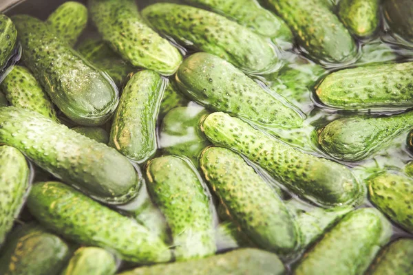 Preparing Pickled Cucumbers Vinegar — Stock Photo, Image