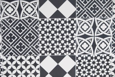 Modern geometrik siyah beyaz mutfak karoları 