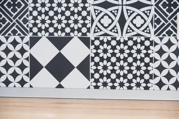 Moderne Geometrische Zwart Wit Keuken Tegels — Stockfoto