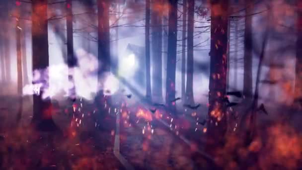 Foresta Infestata Sfondo Felice Halloween — Video Stock