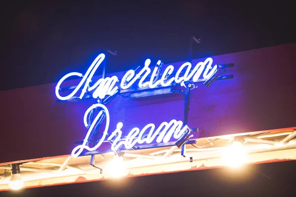 Sonho Americano Neon Luzes Letras — Fotografia de Stock