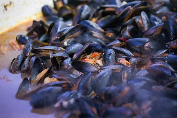 Frische Muscheln Der Grillpfanne Cozze Ricetta — Stockfoto