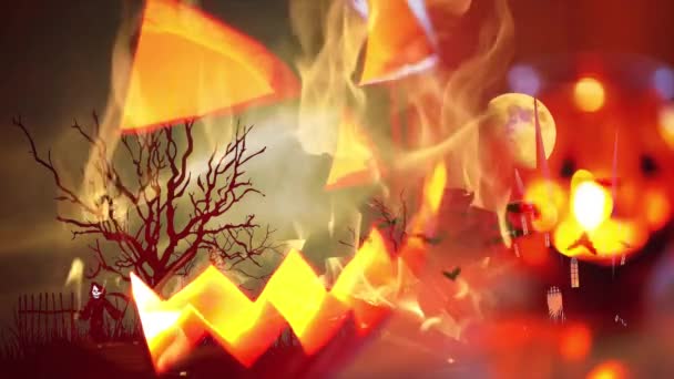 不気味なカボチャ幽霊ハロウィーンの背景 — ストック動画