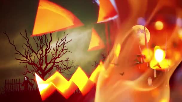 Läskig Pumpa Hemsökt Halloween Bakgrund — Stockvideo