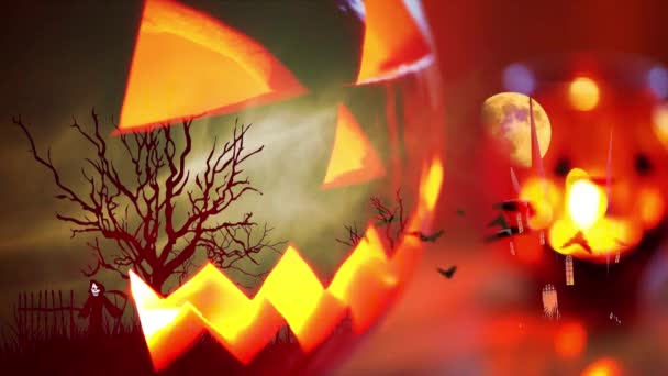 Strašidelné Dýně Straší Halloween Pozadí — Stock video