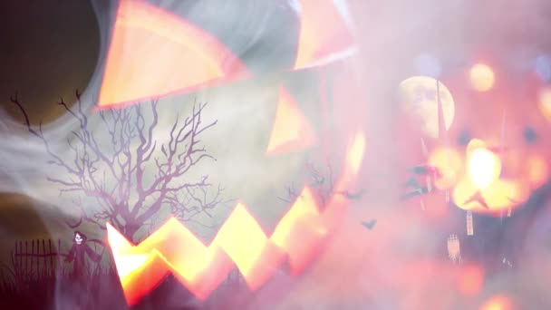 Espeluznante Calabaza Embrujada Fondo Halloween — Vídeo de stock