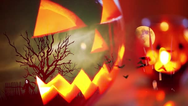 Espeluznante Calabaza Embrujada Fondo Halloween — Vídeo de stock