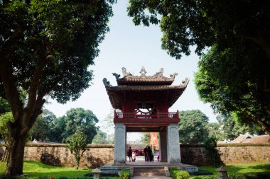 Hanoi, Vietnam - 8 Nisan 2018: Khue Van Cac, edebiyat Tapınağı. Van Mieu sembolü Hanoi ve bu Vietnam ilk Üniversitesi.
