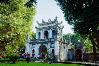 Hanoi, Vietnam - 8 Nisan 2018: Khue Van Cac, edebiyat Tapınağı. Van Mieu sembolü Hanoi ve bu Vietnam ilk Üniversitesi.
