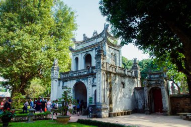 Hanoi, Vietnam - 8 Nisan 2018: Khue Van Cac, edebiyat Tapınağı. Van Mieu sembolü Hanoi ve bu Vietnam ilk Üniversitesi.
