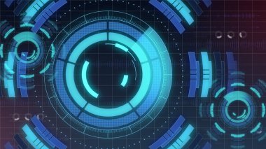 Fütüristik dijital Hud teknoloji Kullanıcı arabirimi, çeşitli teknoloji öğeleri iletişim iş yenilik kavramı ile Radar ekranı