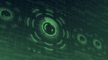 Fütüristik dijital Hud teknoloji Kullanıcı arabirimi, çeşitli teknoloji öğeleri iletişim iş yenilik kavramı ile Radar ekranı