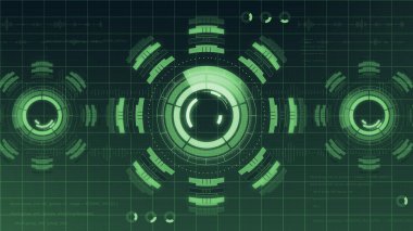Fütüristik dijital Hud teknoloji Kullanıcı arabirimi, çeşitli teknoloji öğeleri iletişim iş yenilik kavramı ile Radar ekranı