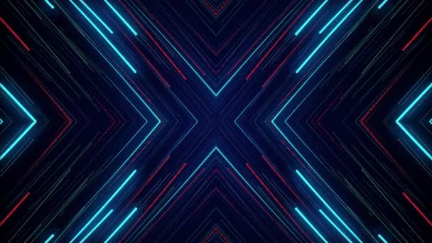 Blått Neon Ljus Abstrakt Visuell Geometri Rörelse Grafisk Teknik Digital — Stockvideo