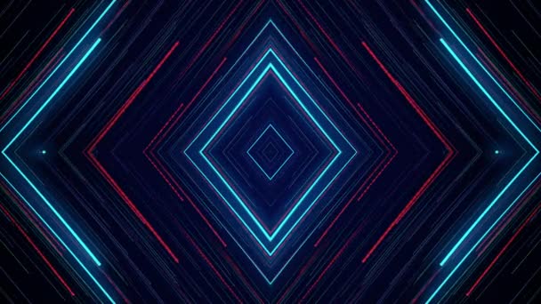 Blue Neon Light Abstract Visual Geometry Motion Graphic Technology Digital — 图库视频影像