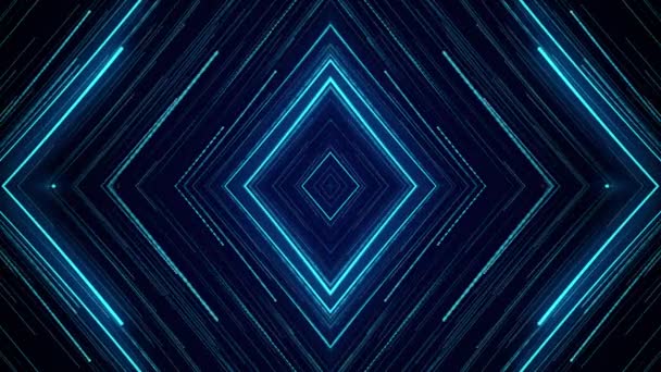 Blauw Neon Licht Abstracte Visuele Meetkunde Bewegingstechnologie Digitaal Concept — Stockvideo