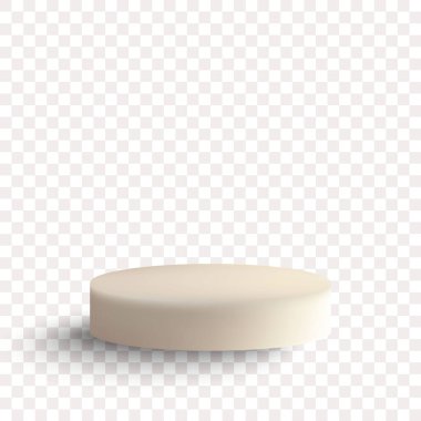 Şeffaf bir arkaplan üzerinde ürün sunumu için minimalist beyaz kaide.