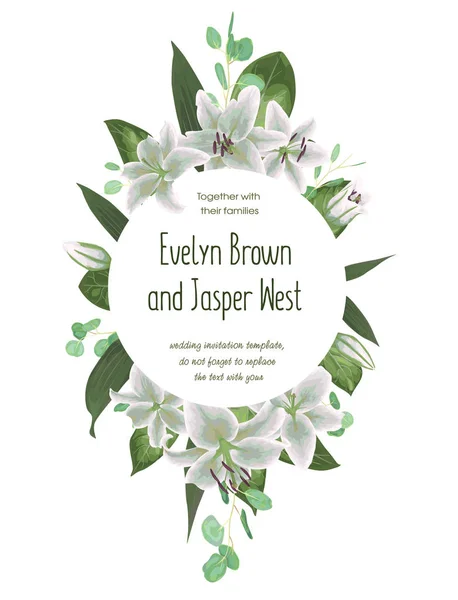 Floral Προσκλητήριο Γάμου Καλούν Κάρτα Διάνυσμα Στυλ Υδροχρώματος Πράσινο Του — Διανυσματικό Αρχείο