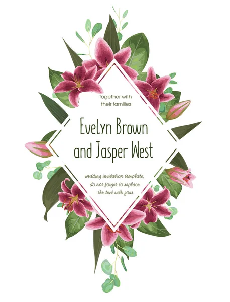 Bruiloft Bloemen Uitnodiging Uitnodigen Kaart Vector Aquarel Stijl Kruiden Eucalyptus — Stockvector