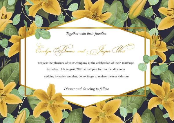 Wedding Floral Invitation Invite Card Vector Watercolor Style Forest Greenery — Stock Vector