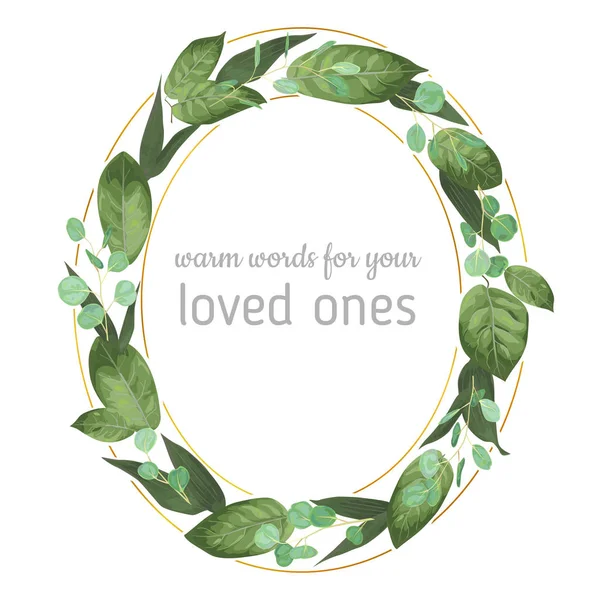 Hochzeitseinladung Einladungskarte Vektor Aquarell Stil Kräuter Eukalyptus Lilienblätter Botanische Grüne — Stockvektor