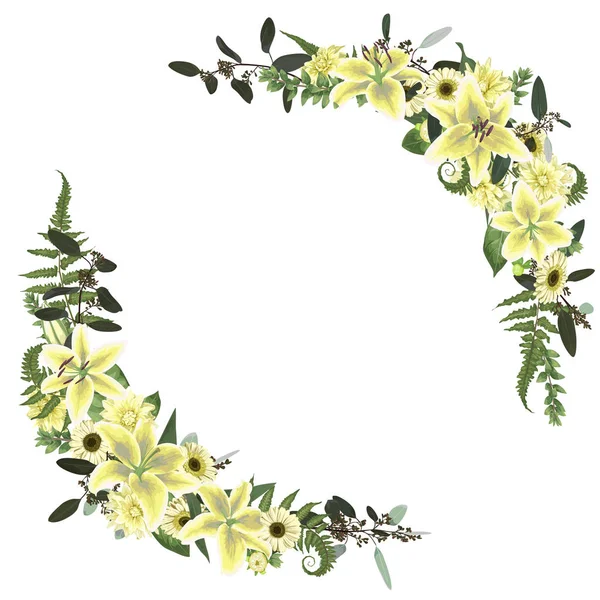 Conjunto Diseño Ramo Floral Vectorial Hoja Bosque Verde Helecho Ramas — Archivo Imágenes Vectoriales
