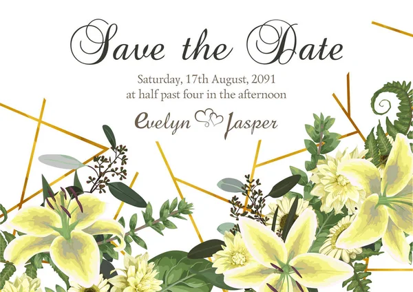 Invitation Florale Mariage Carte Invitation Aquarelle Vectorielle Feuille Forêt Verte — Image vectorielle