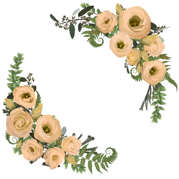 Ensemble Bouquets Floraux Vectoriels Feuille Forêt Verte Brunia Fougère Branches — Image vectorielle
