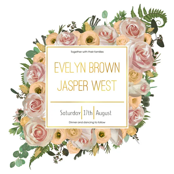 Wedding Floral Invitation Invite Card Vector Watercolor Green Forest Leaf — Stok Vektör