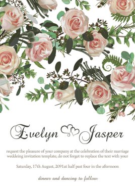 İçin kartı ile yeşil suluboya, okaliptüs, çiçek tasarım vektör