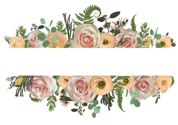 Vektor Illustration Einladung, Einladungskarte. rosa Rosenblüten, — Stockvektor