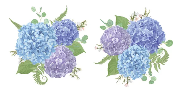 Düğün buketleri seti. Yapraklar, çiçeklenme dalları okaliptüs, ga