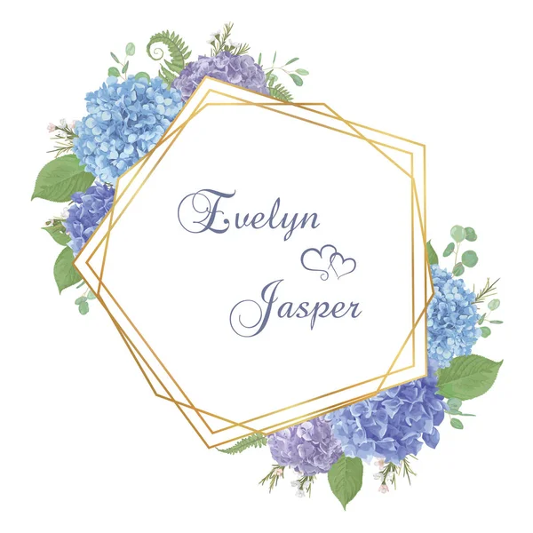 Bruiloft, aquarel bloem kaart. Bladeren, bloeiende takken eucaly — Stockvector