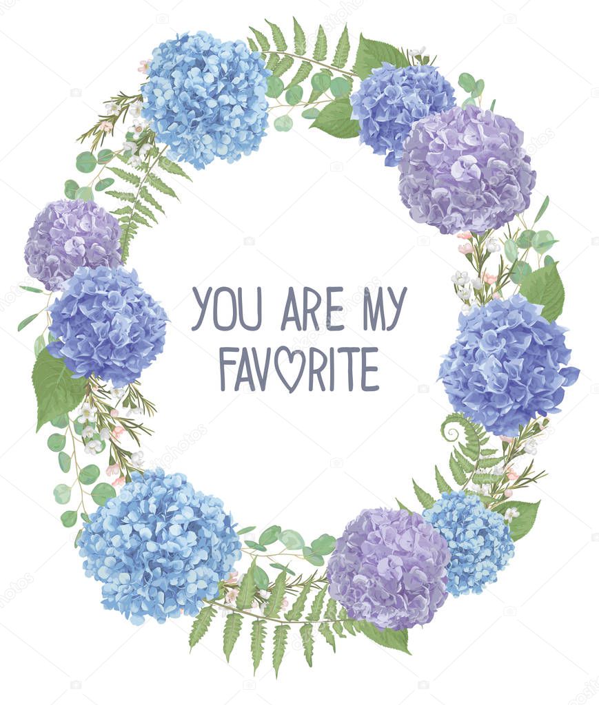Wreath with flowers and leaves isolated on background. leaves, b