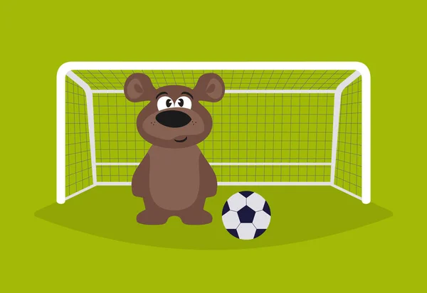 Fußball Bär Spielt Fußball Animation — Stockvektor