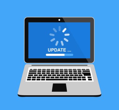 Bilgisayarlar yazılımınızı güncelleyin. Dizüstü ekran önyükleme işleminin. Vektör çizim