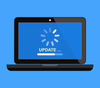 Bilgisayarlar yazılımınızı güncelleyin. Dizüstü ekran önyükleme işleminin. Hisse senedi vektör çizim