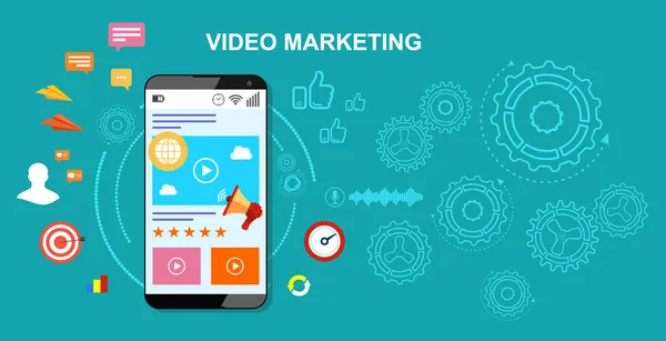 Video marketing. Il concetto di video marketing. Illustrazione dello stock vettoriale — Vettoriale Stock