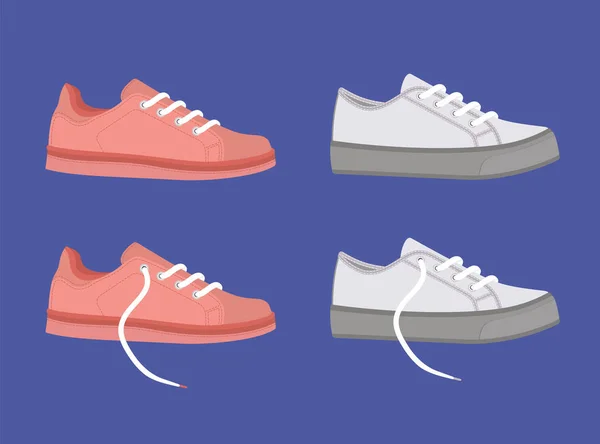 Sneakers. Modne buty młodzieżowe. Ustawić. Wektorowa ilustracja stockowej — Wektor stockowy