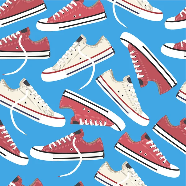 Sneakers seamless pattern. Youth fashion. Vector stock illustration — Stock Vector