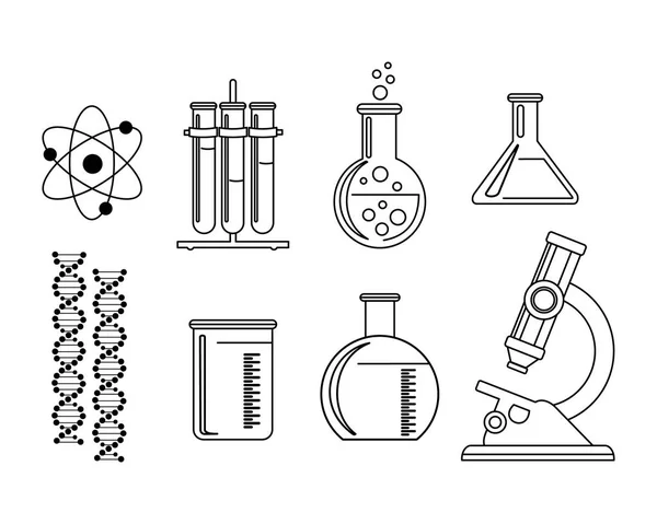 Química. Iconos listos. Ilustración vectorial aislada sobre fondo blanco — Vector de stock