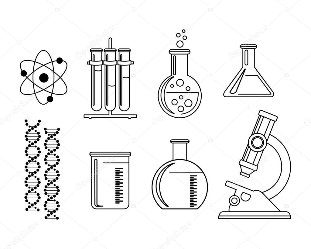 Chemistry. Icons set. Vector illustration isolated on white background