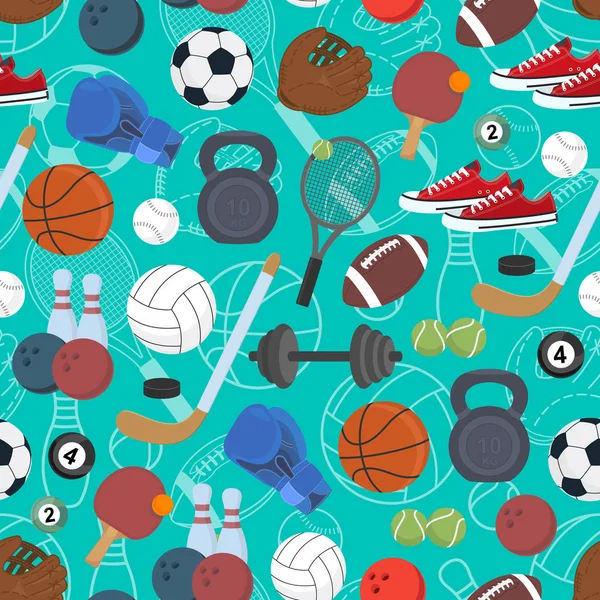 Deporte. Fondo sin fisuras. Estilo de vida saludable. Ilustración vectorial — Archivo Imágenes Vectoriales