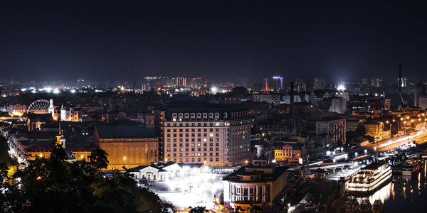 beautiful view of the night city Kyiv, Ukraine, Europe