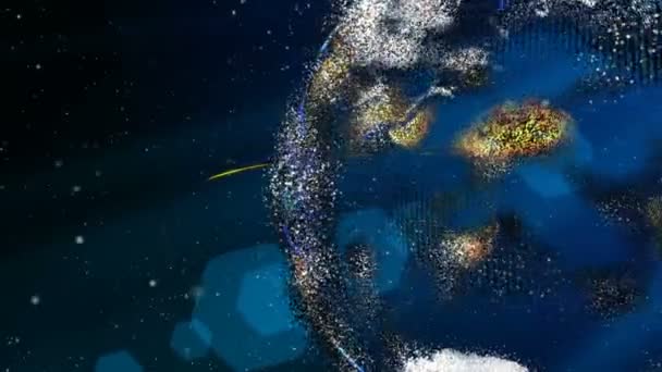 animation de lignes et de points dans le cyberespace formant la planète Terre 