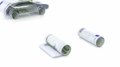 Araba euro Not, arabalar, araba için para maliyeti, arabalar, Üretim otomasyon, video döngü konveyör Meclisi satın almak için borç verme otomatik endüstri kavramı oluşturulur