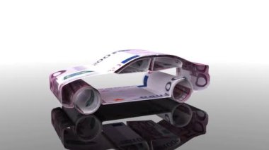 Araba Euro banknot, satın alma otomobil, arabanın masraflarını para borç verme otomatik endüstri kavramı oluşturulur.