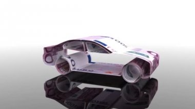 Araba Euro banknot, satın alma otomobil, arabanın masraflarını para borç verme otomatik endüstri kavramı oluşturulur.